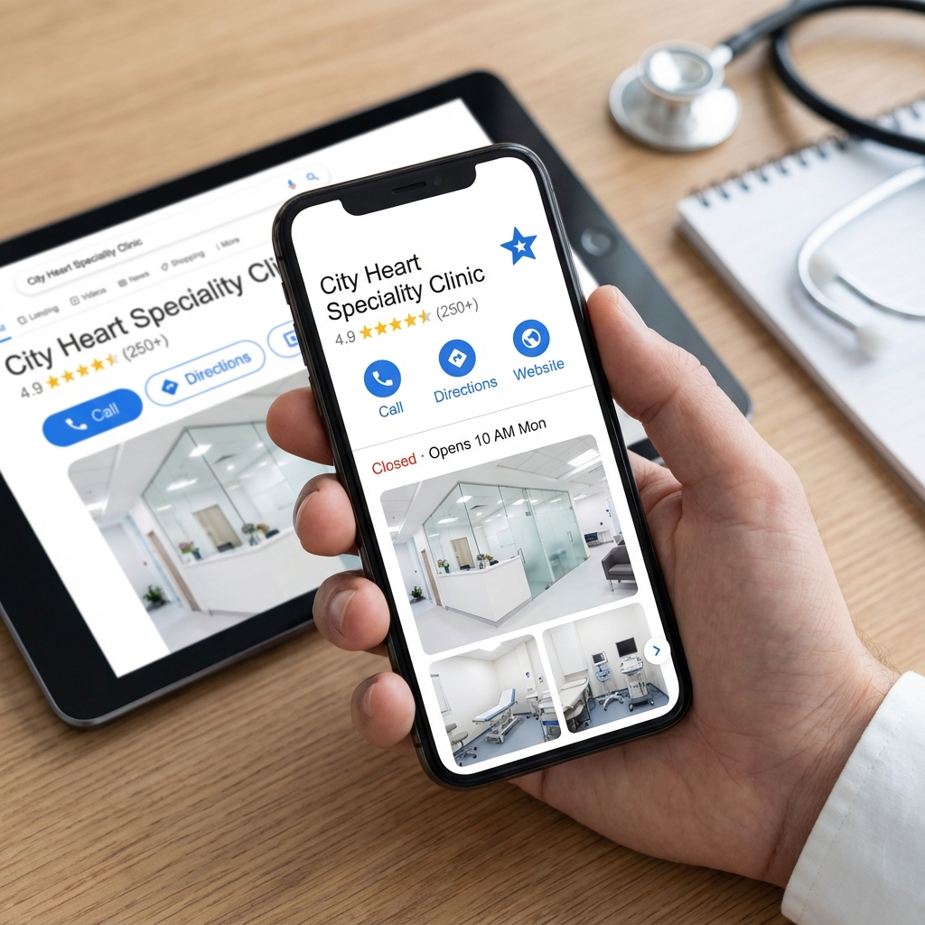 Realistic Medical GMB Profile Optimization Mockup