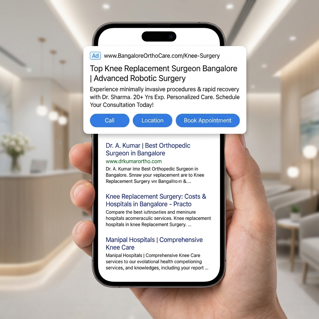 Realistic Google Search Ad Mockup for Medical Specialists