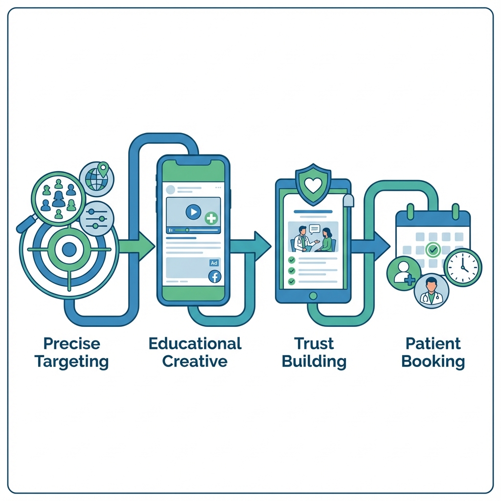 Meta Ads Patient Nurture Flow Diagram